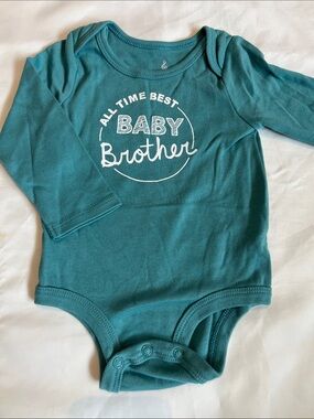 “Bundle 10/$13” lullaby lane 6-9m Baby Brother Teal Long-Sleeve One-Piece